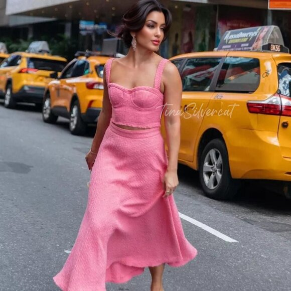 BLOGGER'S FAVE! Zara 2 Piece Set A-Line Skirt And Bustier Pink NWT - Picture 9 of 17
